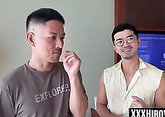 Hunky Hiroya and Suto enjoy bareback fucking with horny Asian bottom