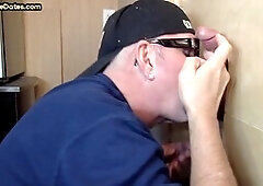 Gloryhole blowjob, glory hole, couple blowjob
