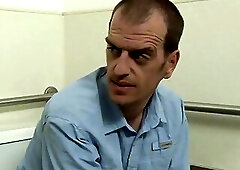 Busty trans Jessica Fox anal fucks a guy through a gloryhole