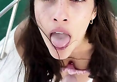 Wet and messy amateur blowjob and handjob
