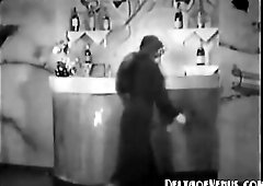 Parisian bartender bangs 2 drunk & sexually excited flappers in this uncommon antique XXX reel from the 1930s. Blow Job, muff-diving, and priceles