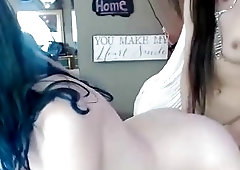 Beautiful shemale bends a girl over and drills her pussy