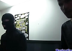 Humiliated college teens jerking and fucking