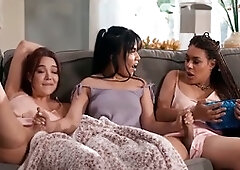 Undercover fun with Emma Rose, Eva Maxim, and Summer Col in a wild three-way twist