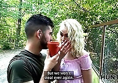 Hunt4k. blond made her boyfriend cuckold and luved the amateur outdoor screw