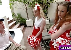 Coach tells the teens they need to show off their best moves to prove they deserve the role The chicks use some teamwork to share his cock for a group