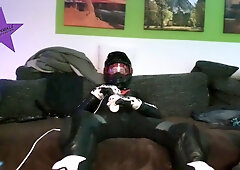 Pup Sparkle In Biker Cumming Inside A Dainese Suit