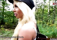 German blond Fitness cutie picked up User on Street for outdoor sex