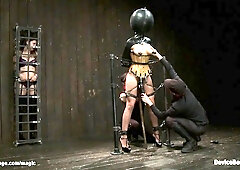 Titty lesbian hooked & spanked