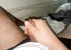 Masturbation and groaning dudes with spunk flow