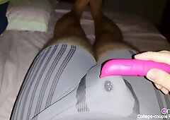 Tugging with 2 wands, nutting thru undergarments, spunk in trunks