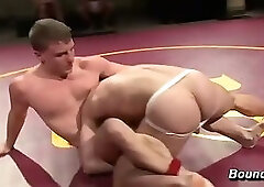 Doug Acre Vs Scott Harbor Muscle Wrestling Blowjob Rimming On Purple Mat