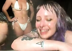 Sexy brunette lesbian threesome