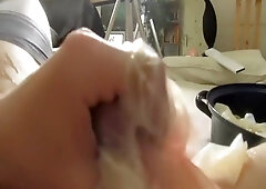 Awesome Wet Condom Play In New SIL FF Nylons