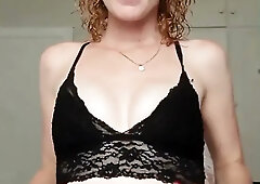 Redhead Stacy in Ebony Hose Teasing