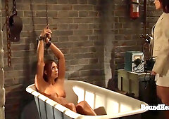 Ornella Morgan And Vanessa Twain - Handstied Lesbian Slave Moans And Orgasms From Humping With Madame