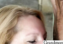 Grandmomz.com - Perv gets caught by a plump grandma who wishes to jerk that rod off with her biggest breasts