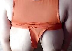 Sexy wife with large natural bazookas, unshaved taut snatch and curly armpits - happily takes one more dick inside her twat out of a fuck-rubber! That