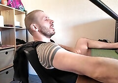 Jerk of, bubble butt, gay male