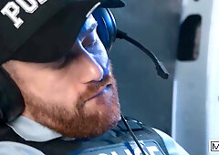 MEN - Bearded Officer Olivier Robert Lets Malik Delgaty Pound His Eager Ass & Give Him A Facial