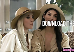 Big melons cougar screwed by kinky shemale