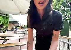 Risky public sex in the throne-room. Drilled a McDonald's worker cuz of spilled soda! - Eva Soda