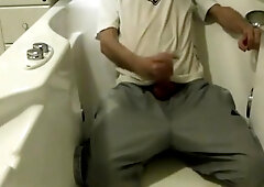 piddle and cum on nylon adidas trackies