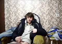 Watch Prafessar's solo video as he gives a steamy handjob in the Winter armchair