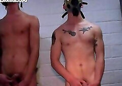 Amateur army stud jizzed in front of colleagues during HJ