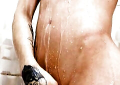 Hot trans beauty taking a shower