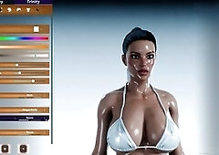 Oiled-up black futa in a public outdoor 3D game