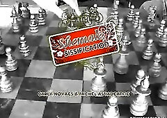 Tgirl in latex nurse outfit screws his booty