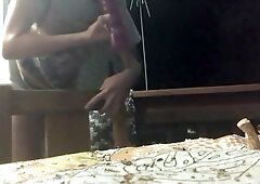 Taking A Huge Dildo In My Ass On My Backporch!