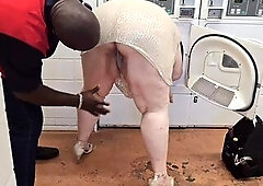 The service technician arrived to repair the laundry machines - (big beautiful woman Ssbbw, Bulky Booty, Large Ass, Thick