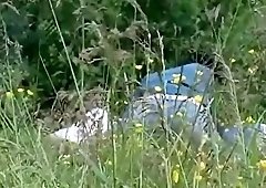 Naughty amateur brunette feeds her desire for cock outside