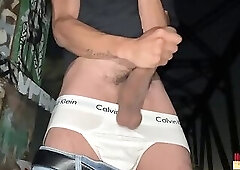 Big Dick Twink Solo Jerk off Big Cumshot Outdoor Caught Jerking off Hung Papi