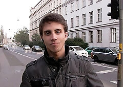 Brunette Czech dude enjoying sideways sex with a hung guy