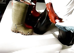 Welliefucking wearing waders and gloves