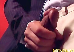 Bondage with two classy dudes ends with some nice hard anal