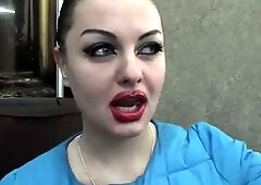 Hot make-up massive red lips smokin'