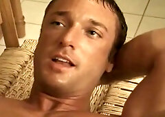 vintage gay scene with muscular models