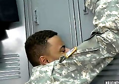 Tattoo gay threesome with facial cum