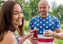 Awesome dick-riding session with a hot busty model Hazel Grace