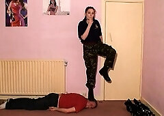 Army military, face trample