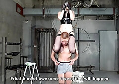 Full Course Of Facesitting, Mistress Slams Ass Into The Masochists Face And Crushes His Face With Her Entire Body Weight