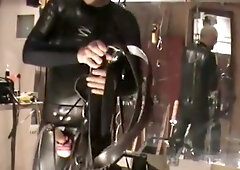 Suspended machine milked and fucked