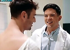 Tattooed jock barebacks deepthroating BF in car repair shop