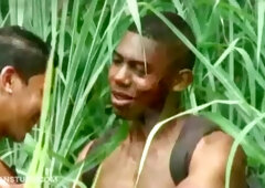 Latinos Marcelo Sousa and Nelson Barros Getting Down to Fucking. Marcelo's Fat Cock Fills Hand of Make Out Buddy for a Hand Job.