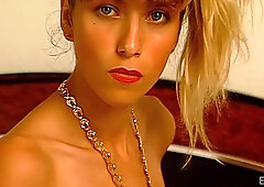 Vintage blonde enchants with sweet, irresistible nice allure