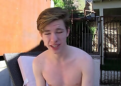Redheaded And Skinny Twink Masturbating Outdoors